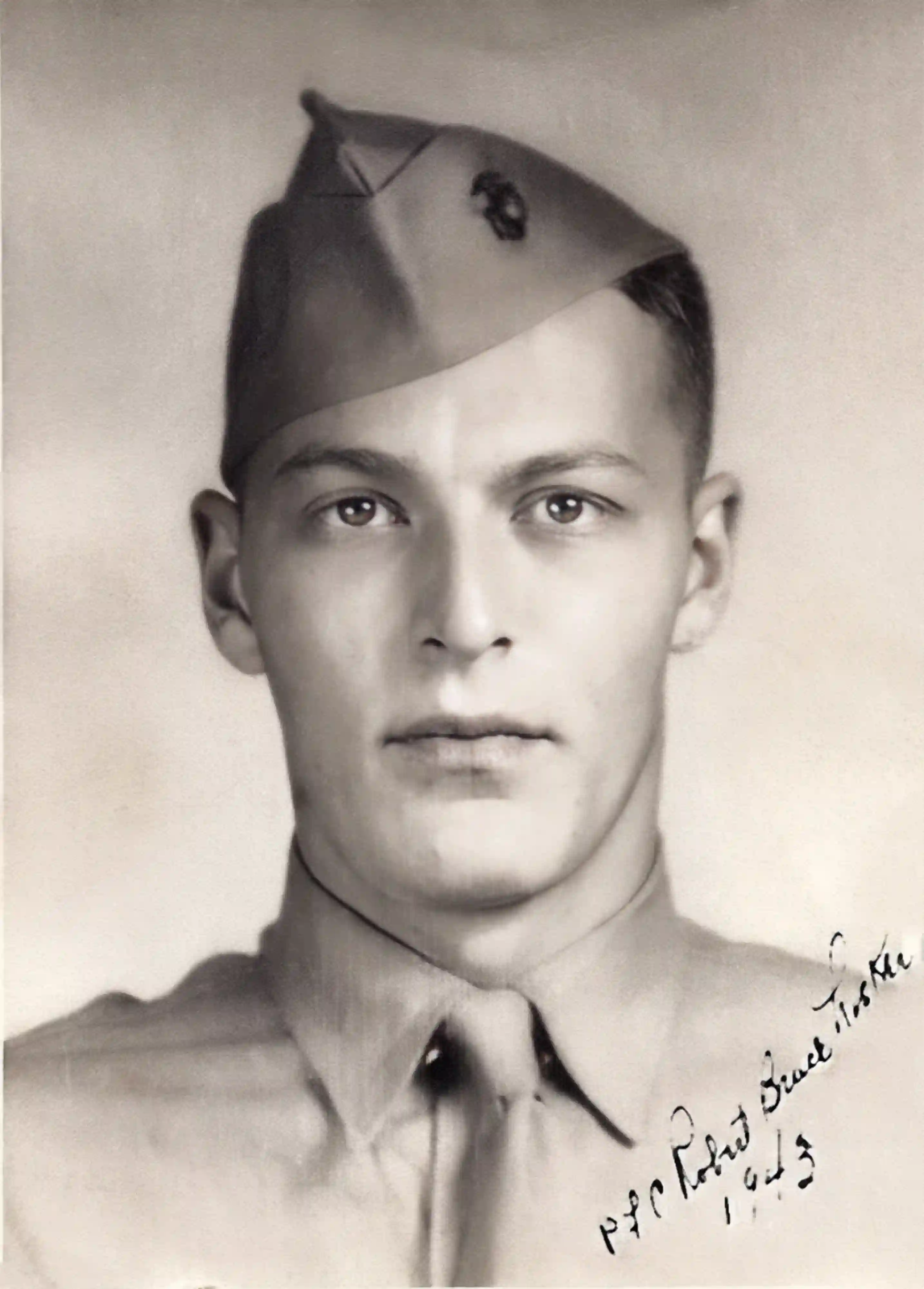 Pfc Robert Bruce Lisker, USMC, 1943, age seventeen, Paramarine