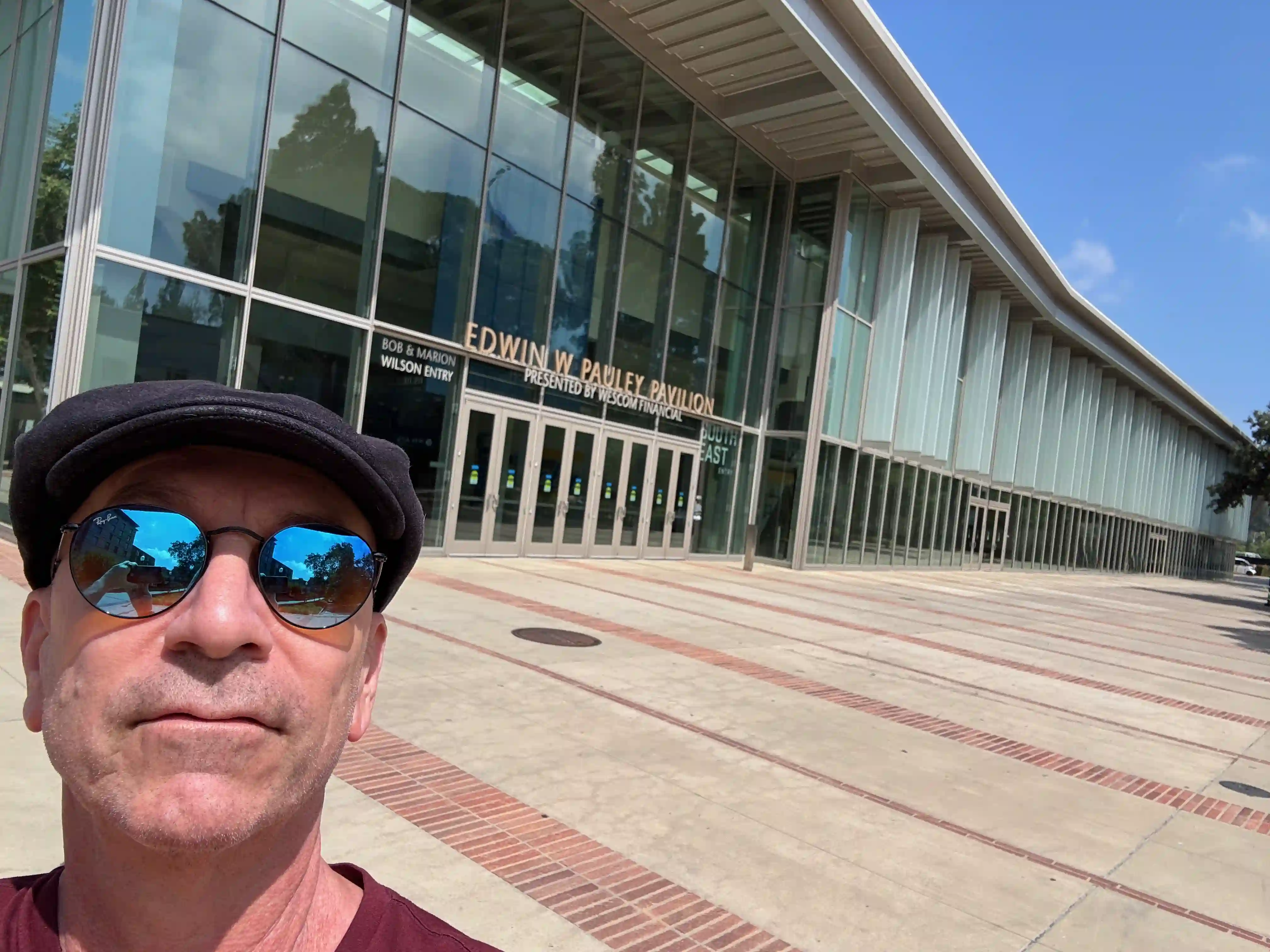 Bruce Lisker, age 61, standing outside UCLA's Pauley Pavilion in June 2026