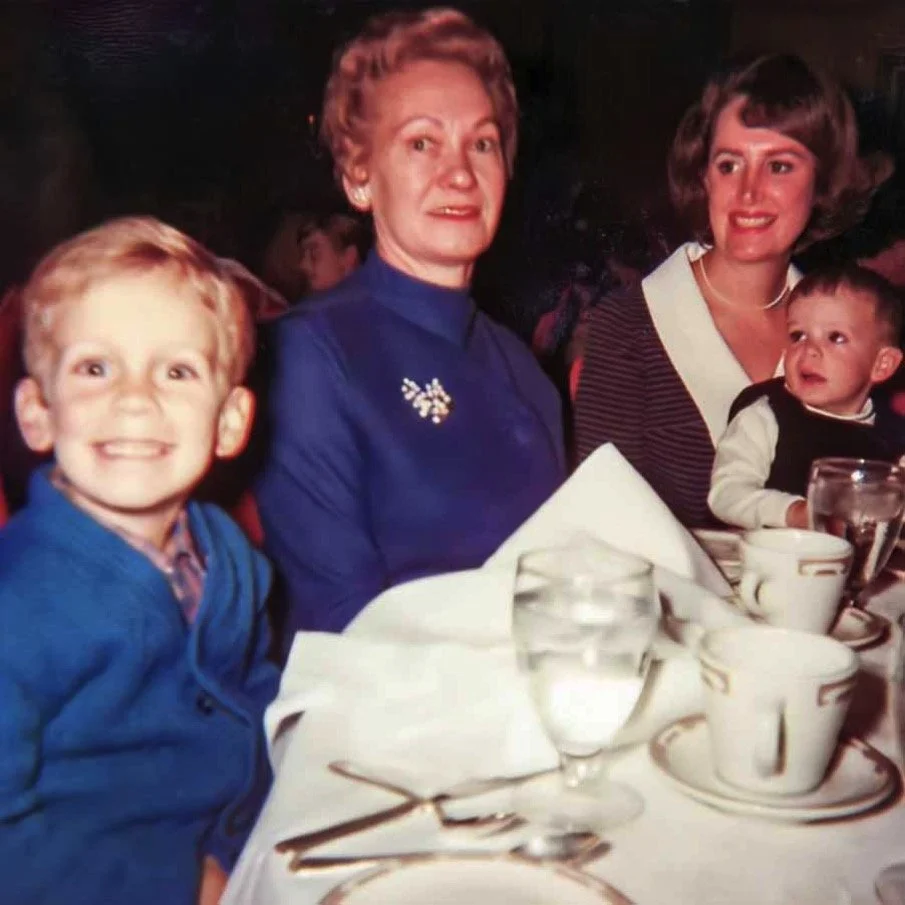 Mom, me and friends at table - 1969