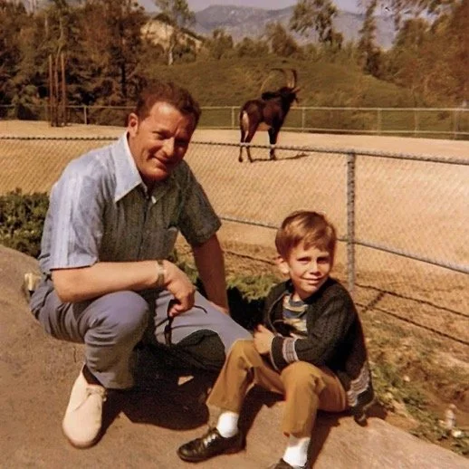 Dad and me at the Los Angeles Zoo. For those as obsessive about detail as me, that's Tongva Peak rising against the skyline of the El Miradora neighborhood of Glendale - c.1969