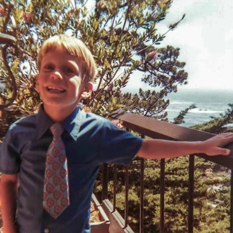 At an unknown location overlooking the ocean - probably 1970