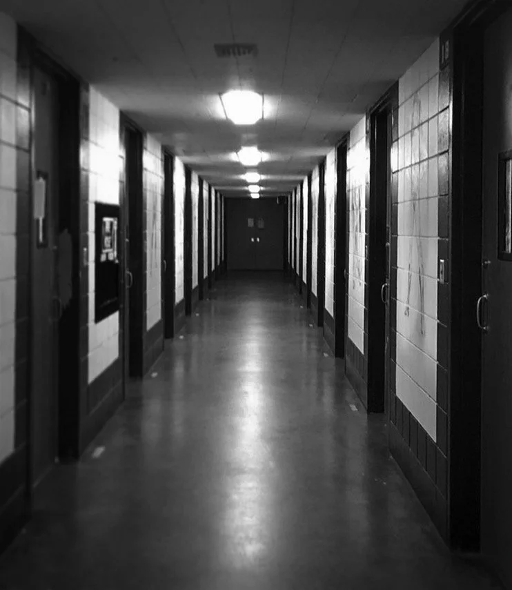Unit 'Boys ICU' at Sylmar Juvenile Hall, where I spent 23 hours a day alone in my cell for the first 33 days of my wrongful imprisonment. (I believe my cell is the first door on the right.)