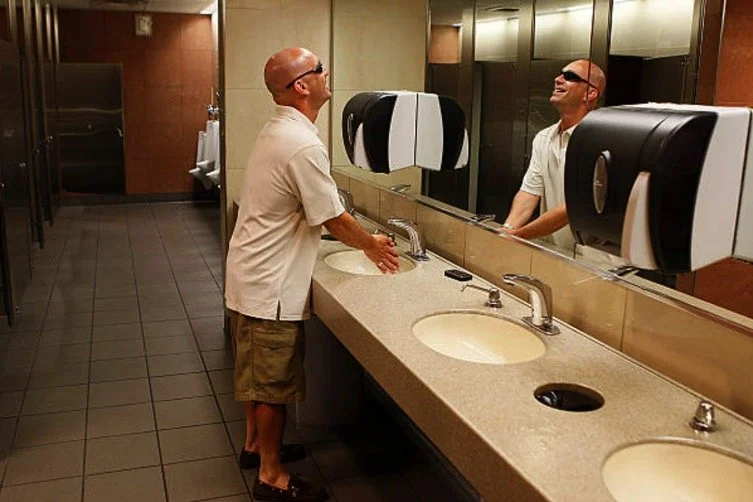 Laughing at myself for being momentarily stymied by motion-sensing water faucets at a roadside convenience store—they didn't have many of those in prison! - Aug 13, 2009.