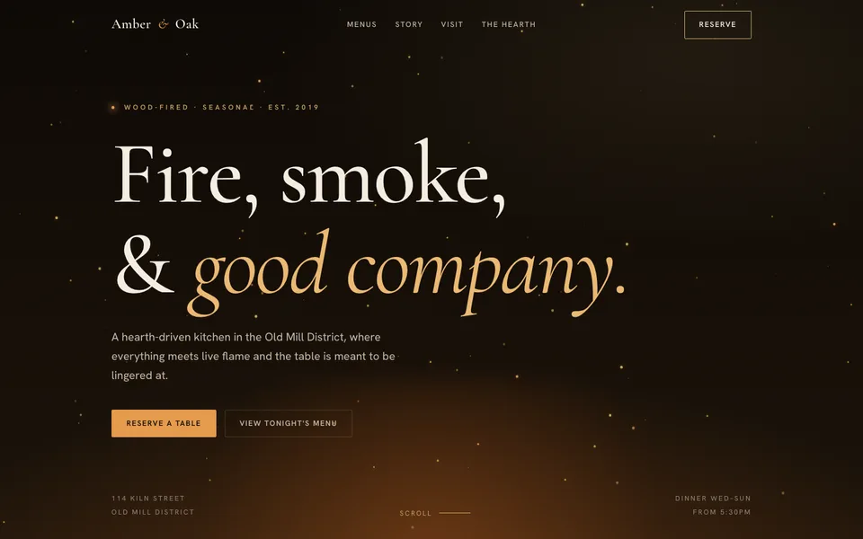Amber & Oak, a sample website design