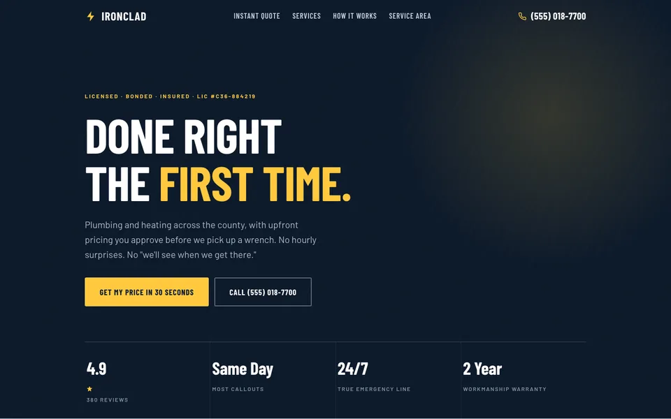 Ironclad, a sample website design
