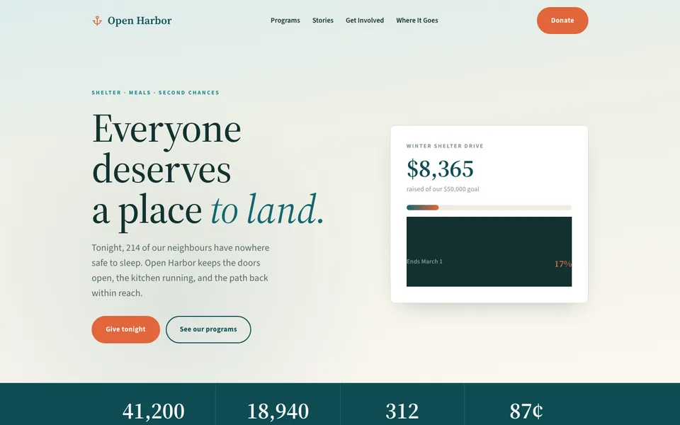 Open Harbor, a sample website design