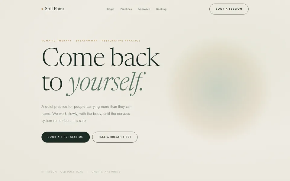 Still Point, a sample website design