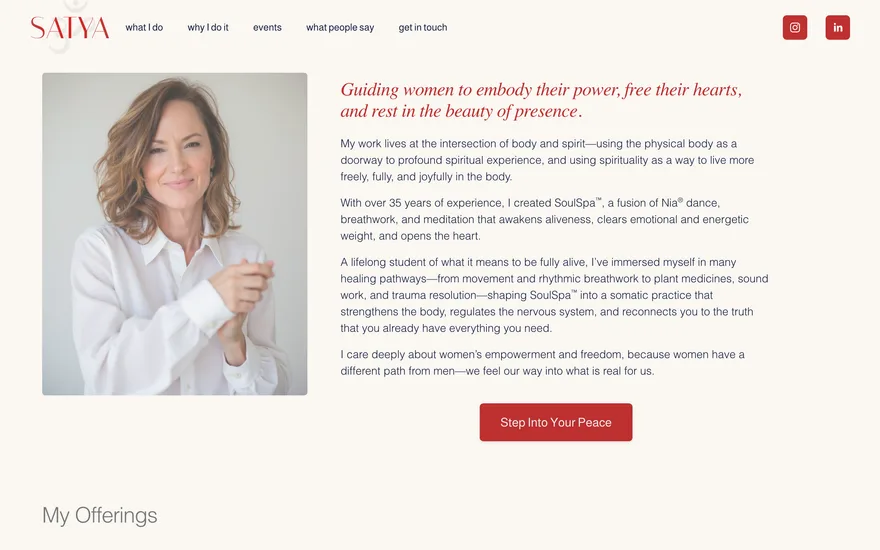 Satya Bella: website designed by Bruce Lisker