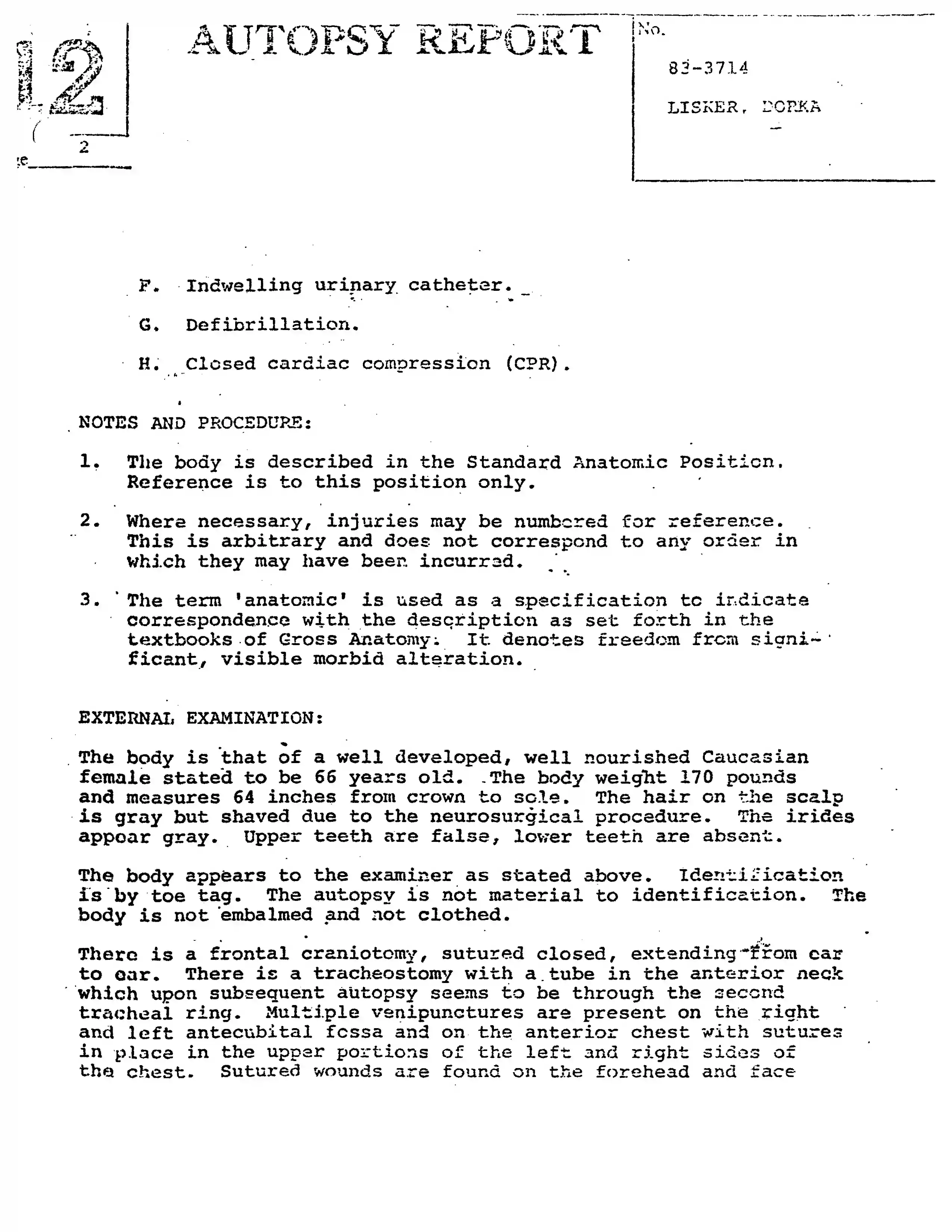 Autopsy Report, page 2