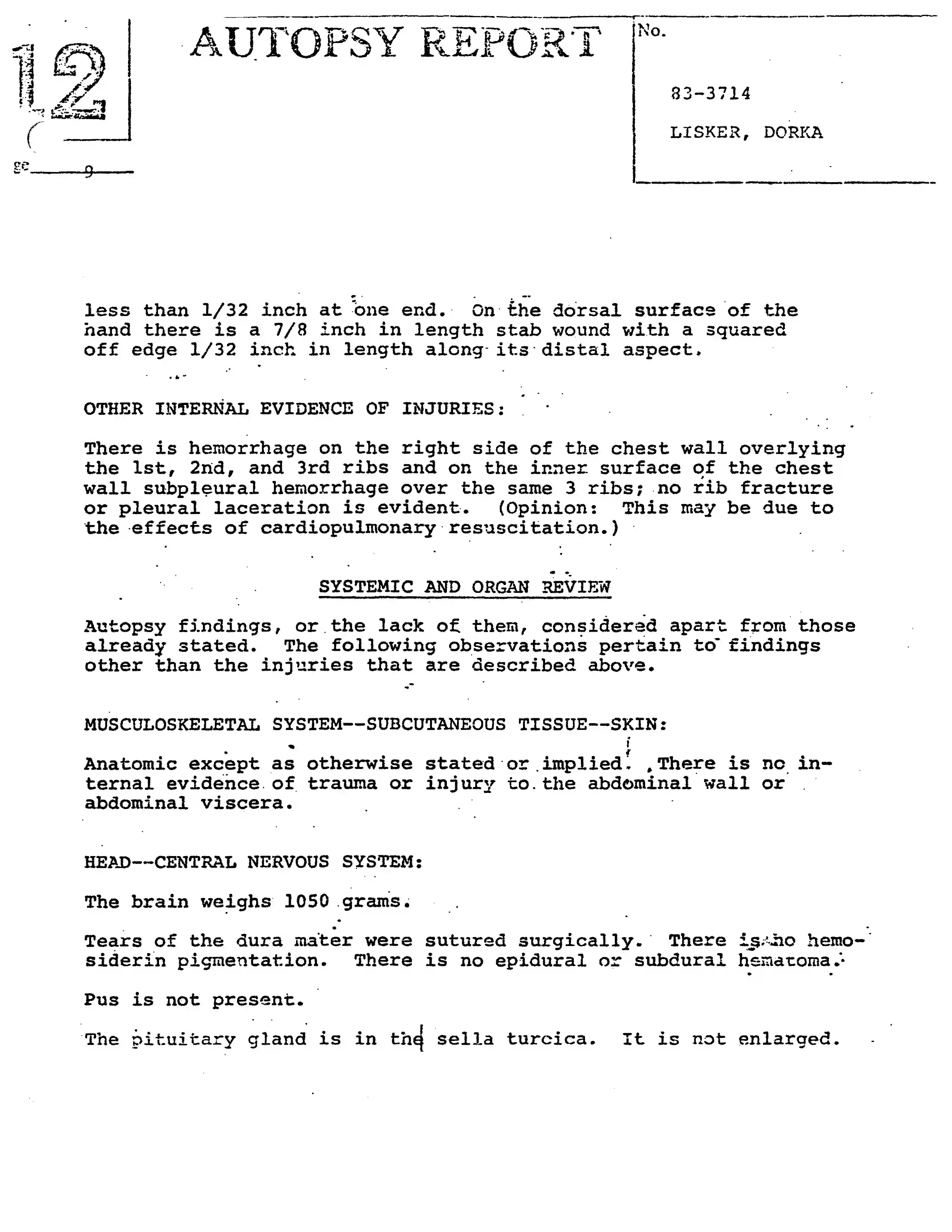 Autopsy Report, page 9