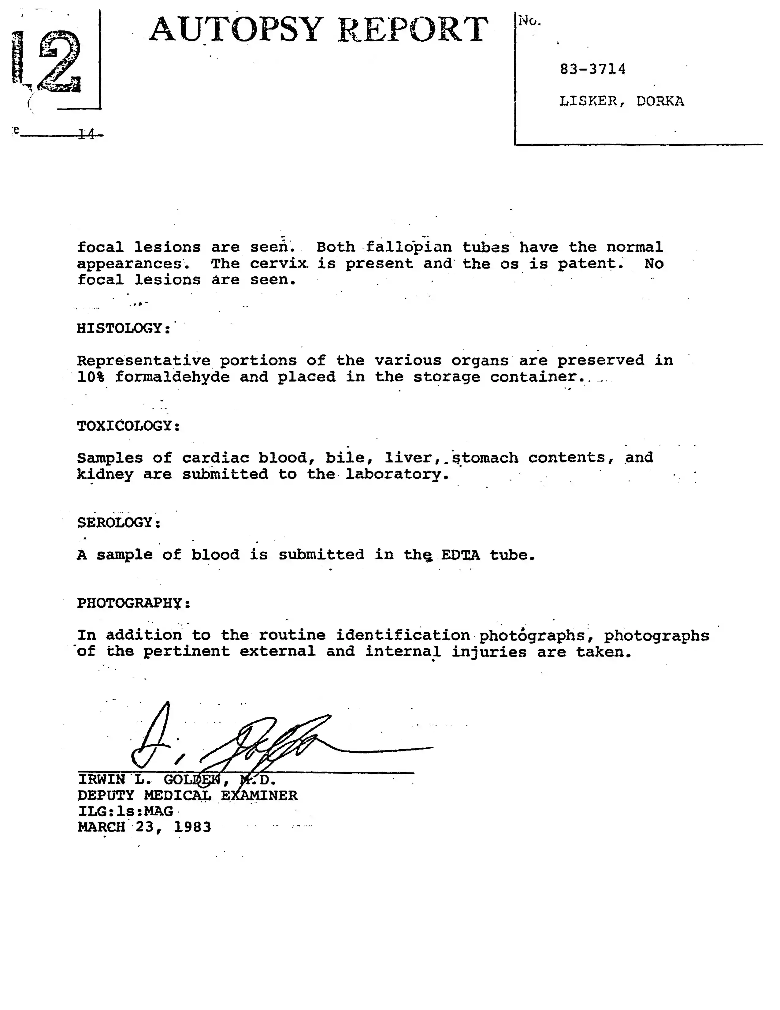 Autopsy Report, page 14